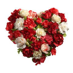 Romantic Red and White Flower Heart Valentines Day Roses Wedding Floral Arrangement Passionate Blooms Botanical Photography white background against transparent Background