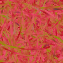 Colorful creative texture with curved lines and oil elements. Digital contemporary design. Seamless hand drawn pattern. Chili red, warm pink, leaf green and old mauve colors