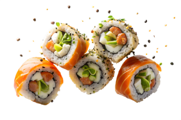 Delicious Salmon Sushi Rolls Fresh Seafood, Exquisite Taste