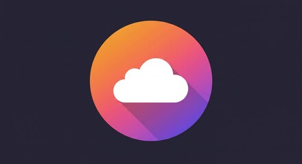 White Cloud Icon in Gradient Circle