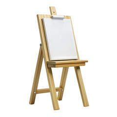 Wooden easel with blank canvas isolated on transparent background