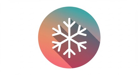 White Snowflake Icon on Teal Coral Gradient Circle