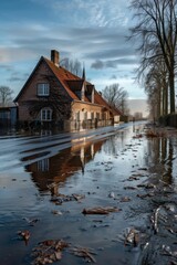 Obraz premium The flood, like a ferocious beast