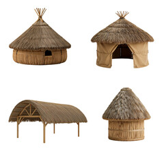 Modern architecture in Africa set of thatched tribal huts
