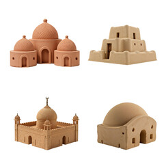 Modern architecture in Africa set of desert clay dwellings
