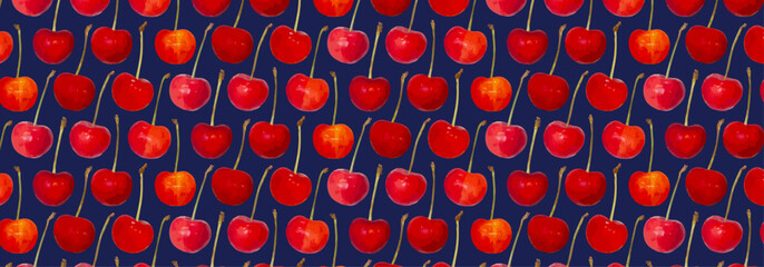 Fototapeta premium Very cute cherry pattern__navy_01