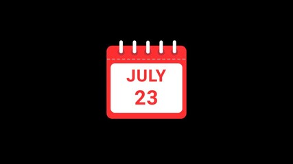 23 July Date Calendar Icon Animation