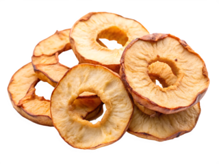  rings of dried apple isolated on white background. PNG