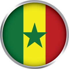 senegal flag icon with green yellow red vertical stripes and central green star in circular button design

