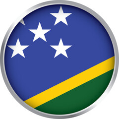 solomon islands flag icon with diagonal yellow stripe five white stars and green blue fields in button design

