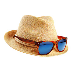 PNG Summer Essentials Straw Hat and Sunglasses against transparent Background