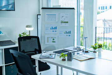 Business desk in contemporary office