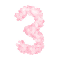 Cute Pastel Number 3 PNG | Pink Fluffy Alphabet