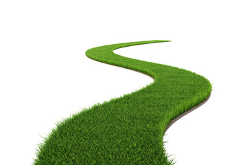 Serpentine grass strip winding gracefully with detailed texture and natural curves, isolated on a transparent background