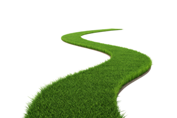 Serpentine grass strip winding gracefully with detailed texture and natural curves, isolated on a transparent background