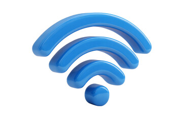 3d blue Wifi wireless internet symbol, isolated on transparent background.