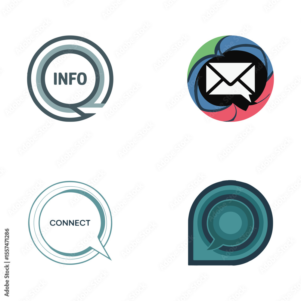 Fototapete Four abstract speech bubble icons with text message