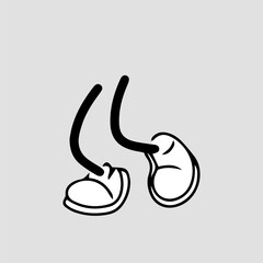 Handrawn foot comic character element stock. Cartoon foot . Comic foot character element stock wearing shoes various gestures, cartoon character body parts. 