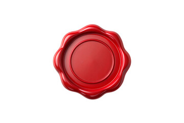 Classic red wax seal stamp with decorative wavy border and blank center, isolated on a transparent background