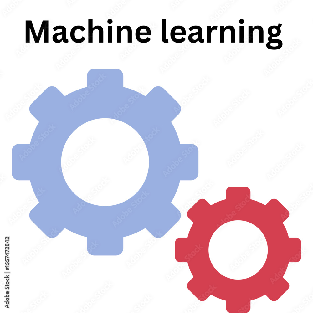 Aufkleber machine learning automation artificial intelligence process with gears and cogwheels for innovation 