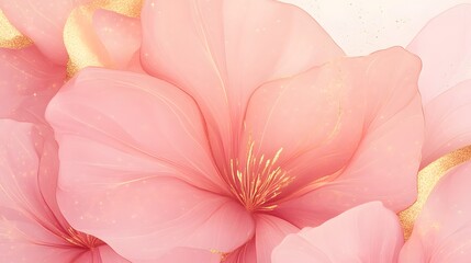 Fototapeta premium Abstract Pink Gold Flowers AI Art: Elegant Floral Background