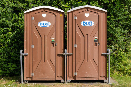 Kamperland, Netherlands - May 21, 2025: Dixi toilets