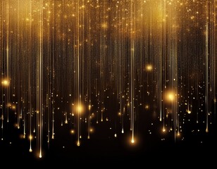 golden sparkles rain isolated on black background abstract luxury gold frame design