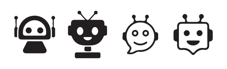 Black vector icon of a chatbot symbol. Customer service bot vector. Chatbot icon. Illustration eps 10