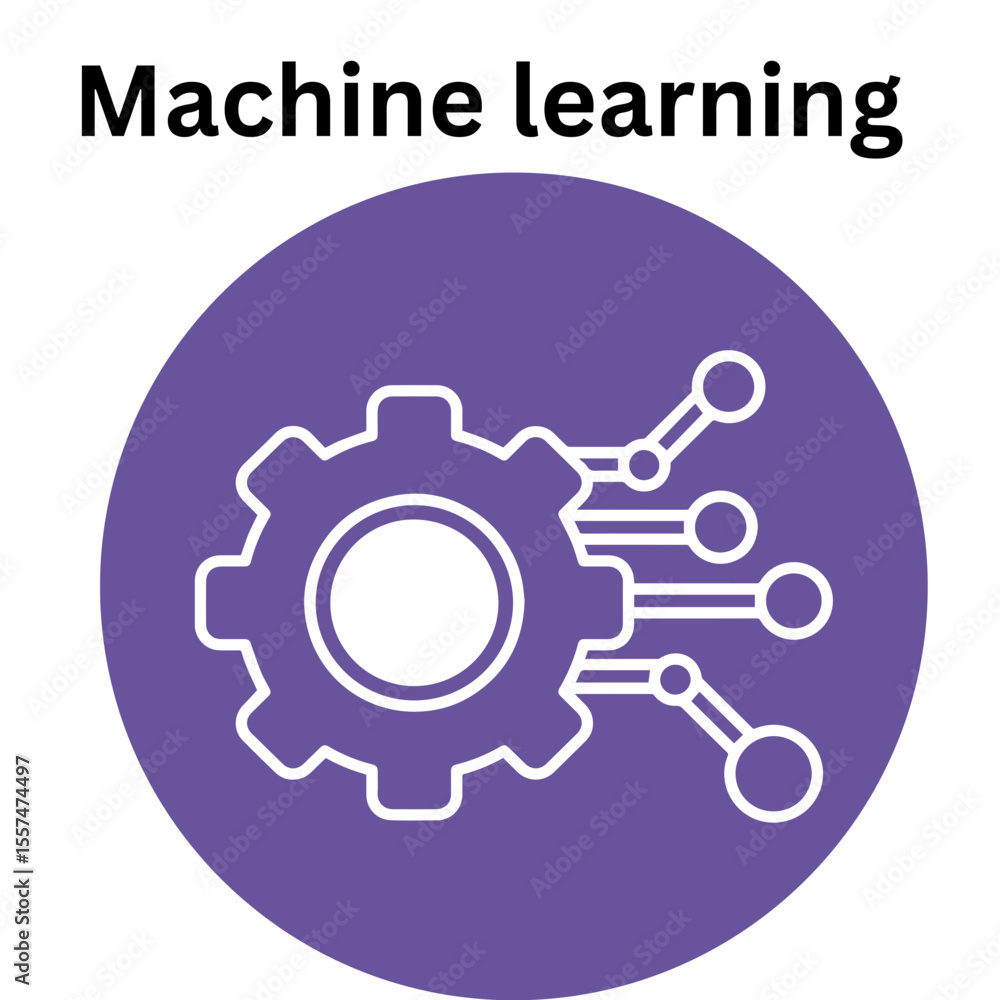 Poster machine learning artificial intelligence ai automation technology gear innovation concept vector des