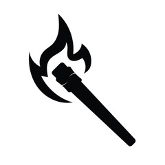 Torch Silhouette. Black and White Icon Design Elements on Isolated White Background