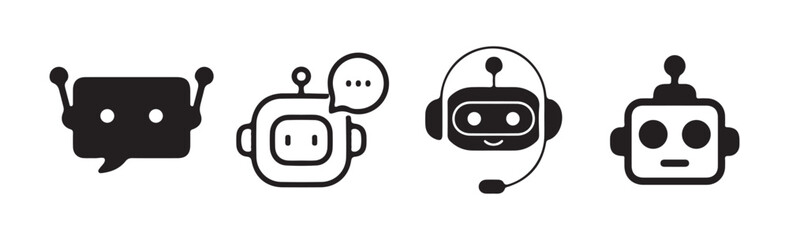 Black vector icon of a chatbot symbol. Customer service bot vector. Chatbot icon. Illustration eps 10