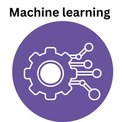 Machine learning artificial intelligence ai automation technology gear innovation concept vector design icon image on transparent background