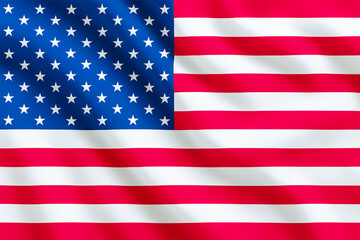 Naklejka premium american flag, usa, United States of America, on the wind, flowing, American flag flying proudly on Independence Day. Symbol of freedom, democracy, and national pride