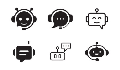 Black vector icon of a chatbot symbol. Customer service bot vector. Chatbot icon. Illustration eps 10