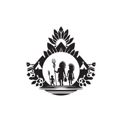 Obraz premium World's Invigenous Peoples Day Silhouette Vector Illustration, Solid White Background.