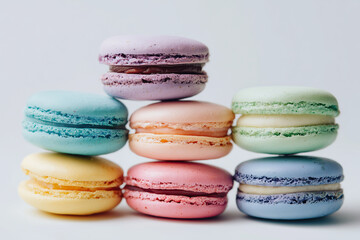 Fototapeta premium Pastel Macarons on White Background