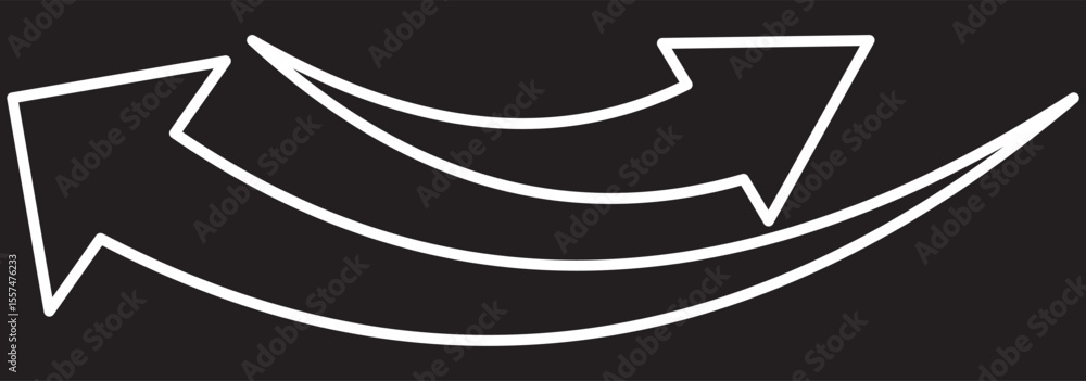 Poster red arrow icon on white background. double two side arrow icon symbol. curved arrows. dual semi circ