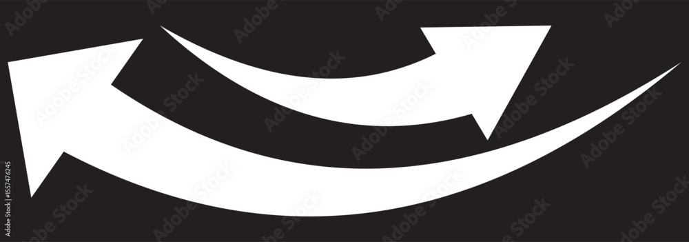 Poster red arrow icon on white background. double two side arrow icon symbol. curved arrows. dual semi circ