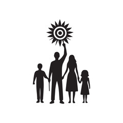 World's Invigenous Peoples Day Silhouette Vector Illustration, Solid White Background.