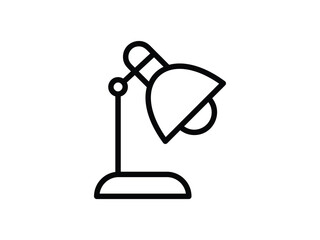 Black line desk lamp illustration. Clean line drawing of a modern desk lamp, suitable for UI design, posters, or interior decoration projects.