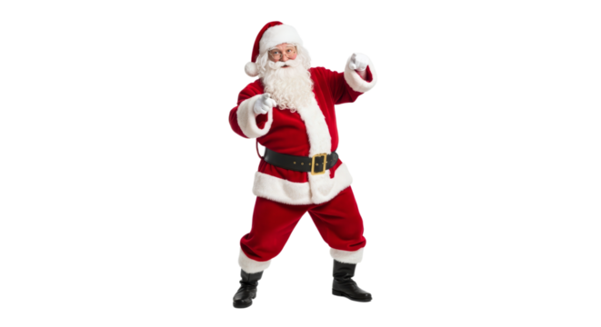 Santa Claus joyfully engages with viewers while spreading holiday cheer in a festive setting