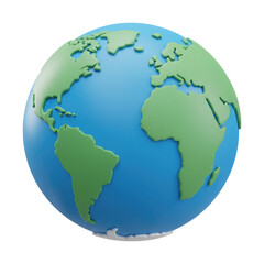 Naklejka premium A 3D Stylized Globe of Planet Earth. Cut Out, Clipping Path Isolated on Transparent Background.