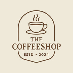 Elegant Coffee Shop Logo Design with Steaming Cup and Established Year 2024