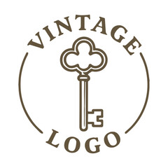 Classic Vintage Key Logo Design with Antique Aesthetic and Timeless Charm
