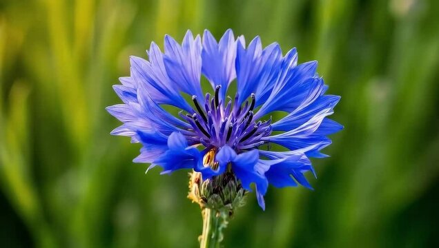 Blue cornflower flower closeup nature floral bloom blossom petal plant summer garden beauty vibrant