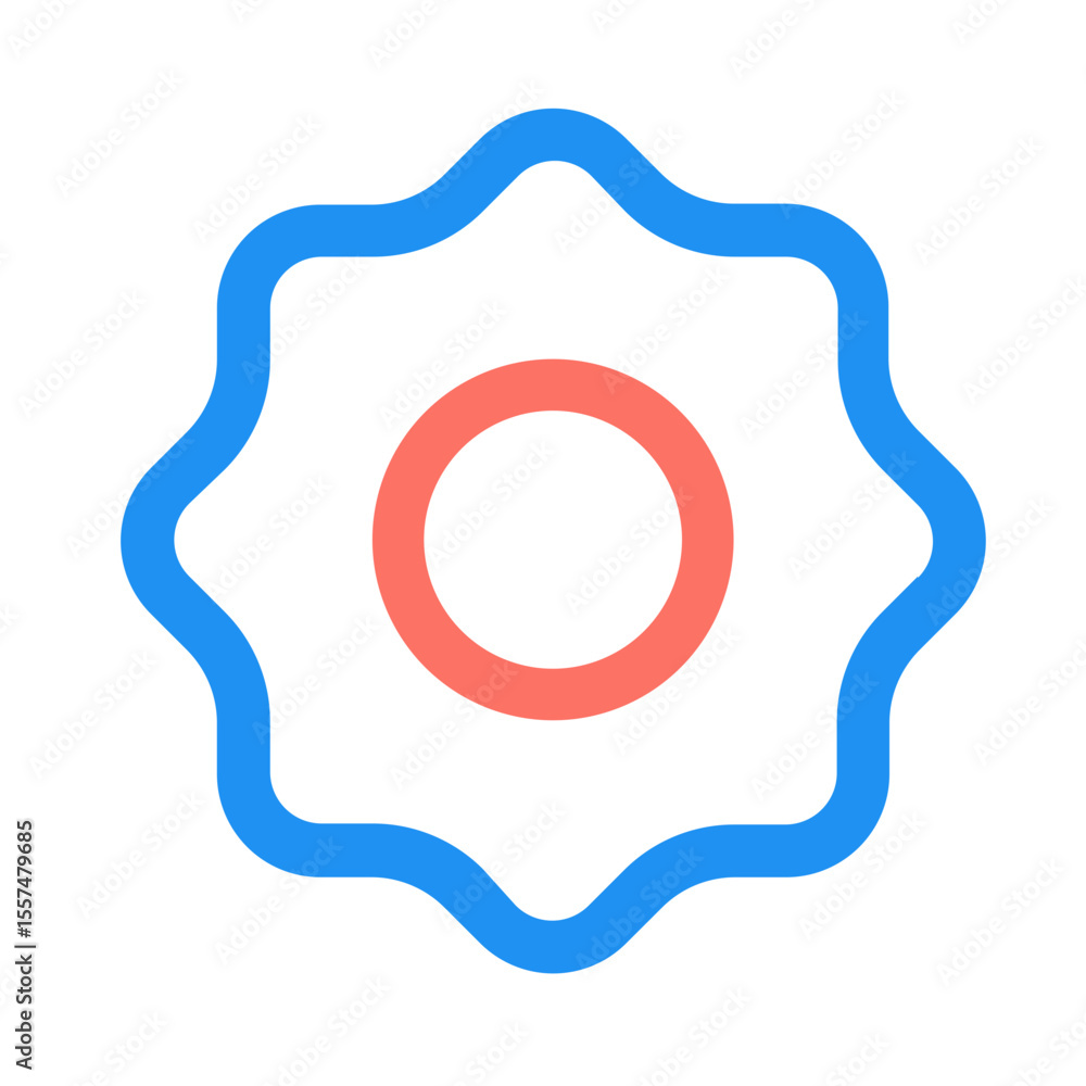 Poster abstract wavy blue shape with a circular red figure inside on a white background design icon