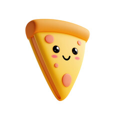 Kawaii Style Pizza Slice Character On White Background