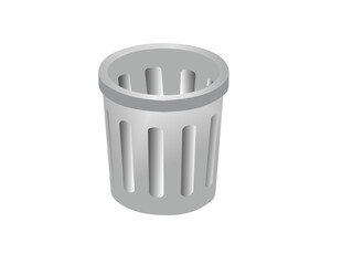 A metal trash bin icon for recycling and waste, a symbol for deleting junk