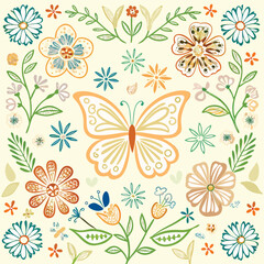 Seamless wallpaper pattern of flowers, roses Elements  Ditsy Flora for partition background