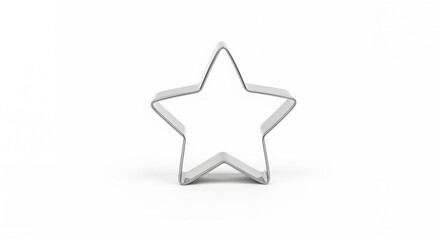 Star-shaped cookie cutter made of stainless steel on white background  